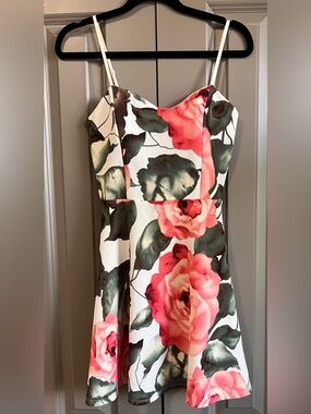 Floral Fit & Flare Mini Dress | Chocolate | Size 4